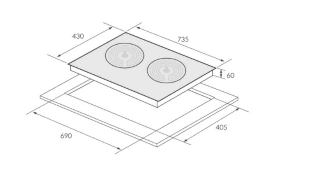 Bảng vẽ kích thước Bếp Điện Eurosun EU-IF268S