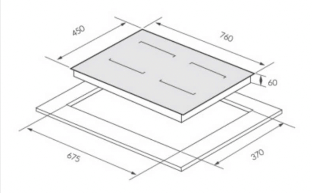 Bảng vẽ kích thước Bếp từ GrandX GX IH977G