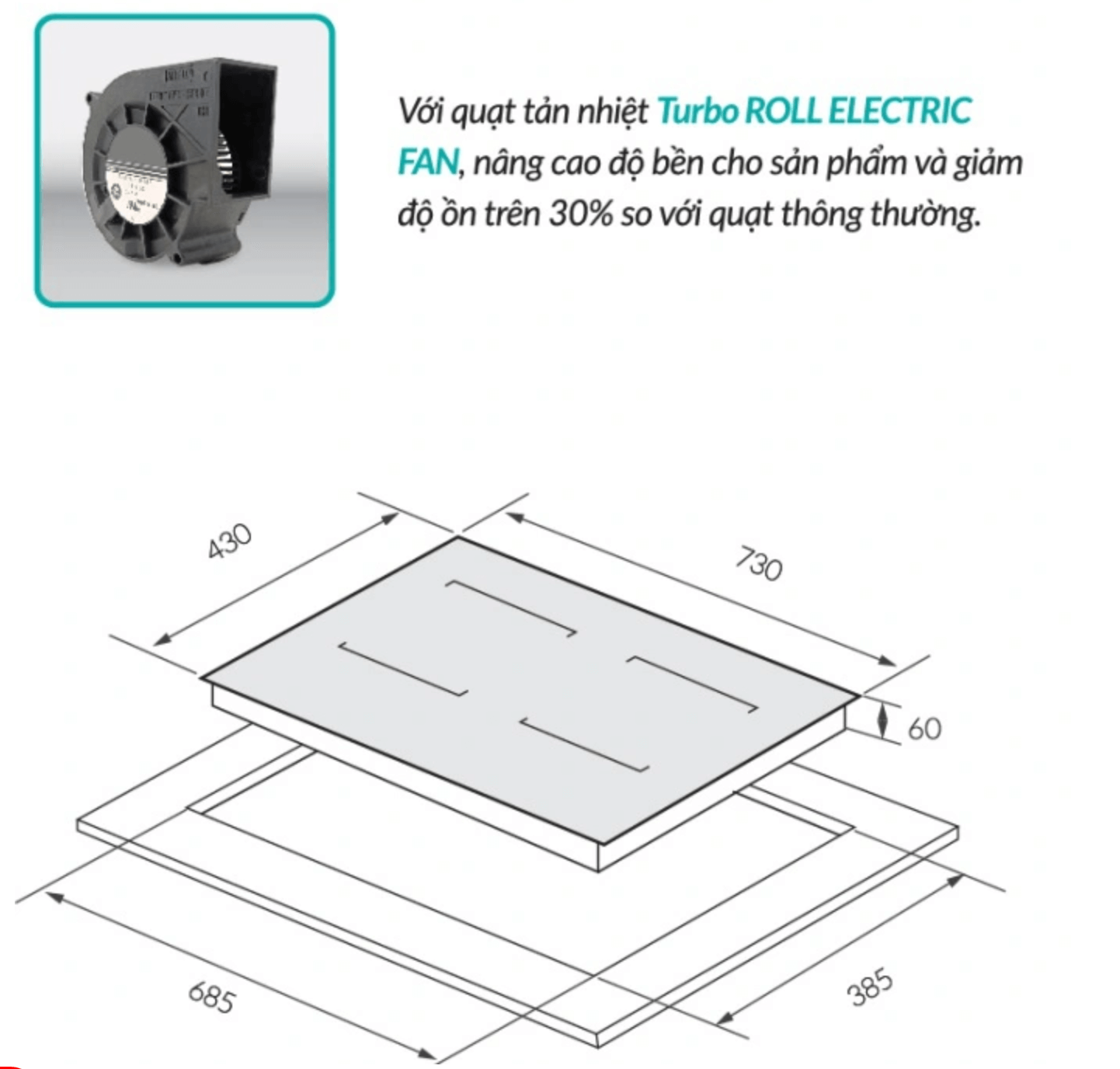 Bảng vẽ kích thước của Bếp Từ GrandX GX IH669SE