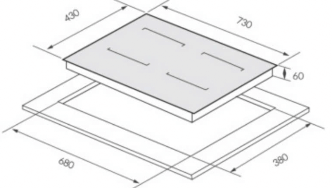 Bảng vẽ kích thước của Bếp từ GrandX GX IP876JP