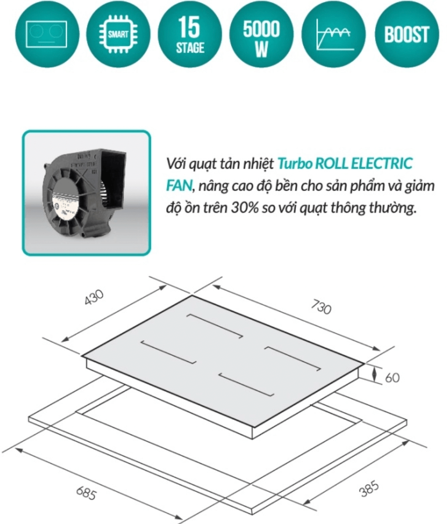Bảng vẽ kích thước Bếp Từ GrandX GX IP676SE 
