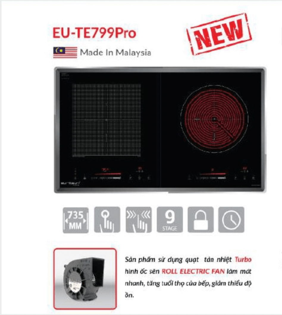 Bếp Điện Từ EUROSUN EU-TE779 Pro với công nghệ biến tầng hiện đại