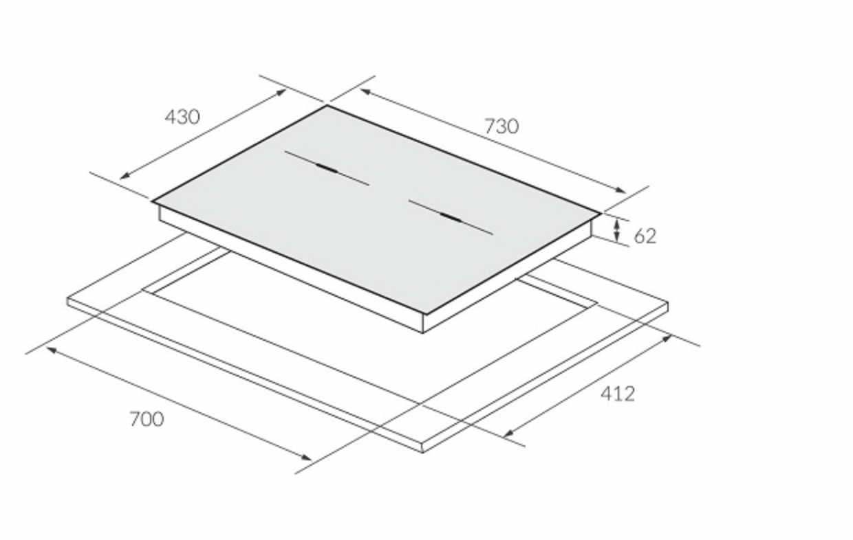 Bảng vẽ kích thước Bếp Từ Eurosun EU-T709 PRO