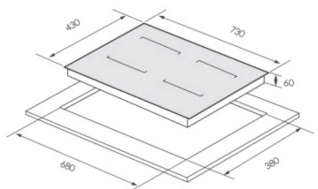 Bảng vẽ kích thước Bếp từ GrandX GX IH868Pro 