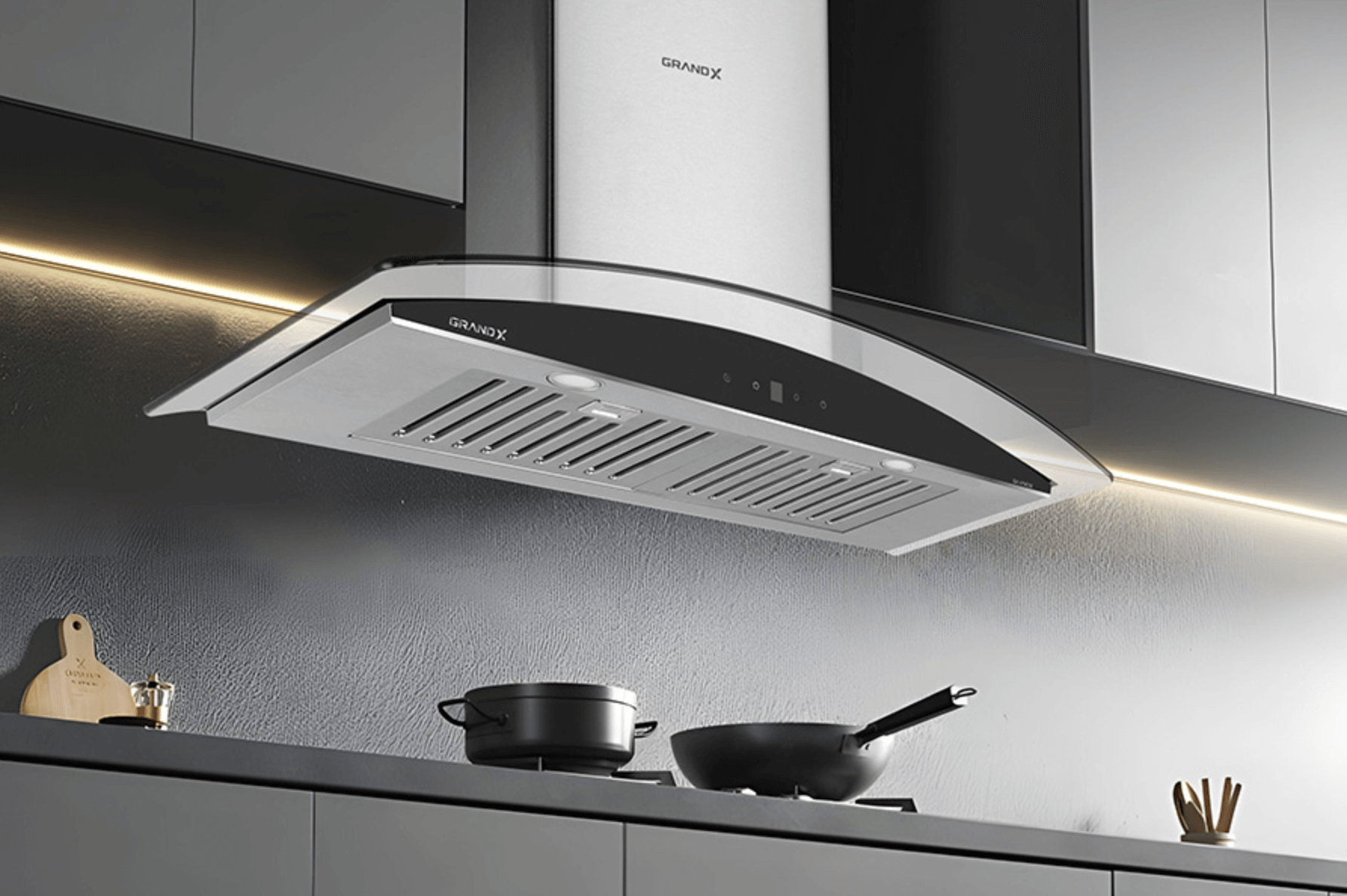 Hút Mùi Kính Cong GRANDX GX H90C55 Thẩm Mỹ Bề Thế Và Sang Trọng