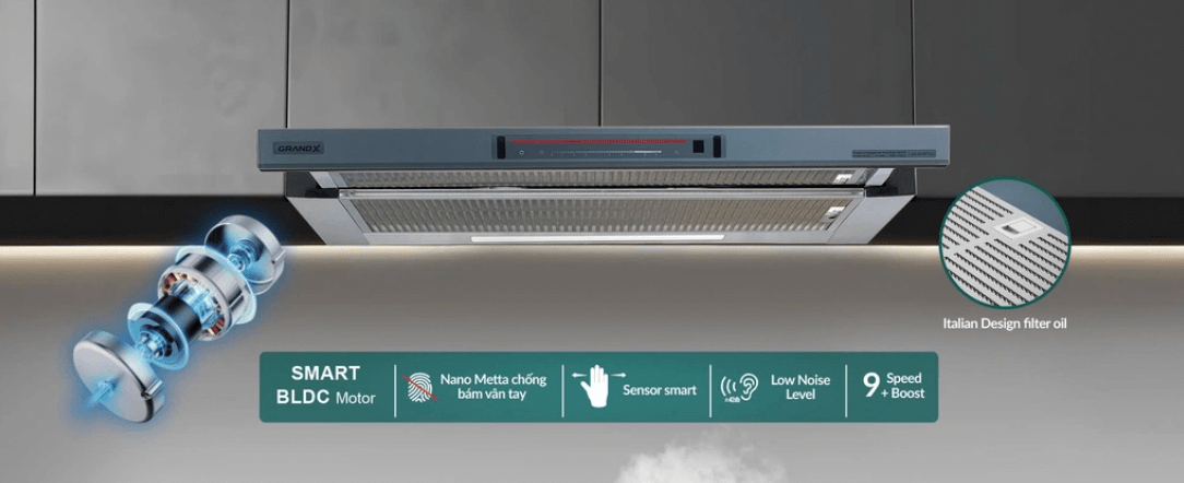 Máy Hút Mùi Âm Tủ GRANDX GX H70F72G Thẩm Mỹ Liền Mạch, Đồng Bộ Hoàn Hảo