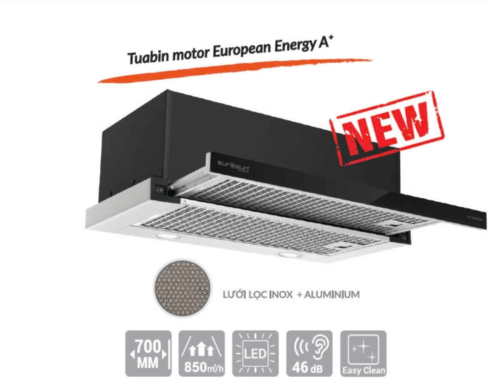 Máy Hút Mùi Âm Tủ Eurosun EH-70AF68B Thiết Kế Âm Tủ Toàn Phần Tinh Tế