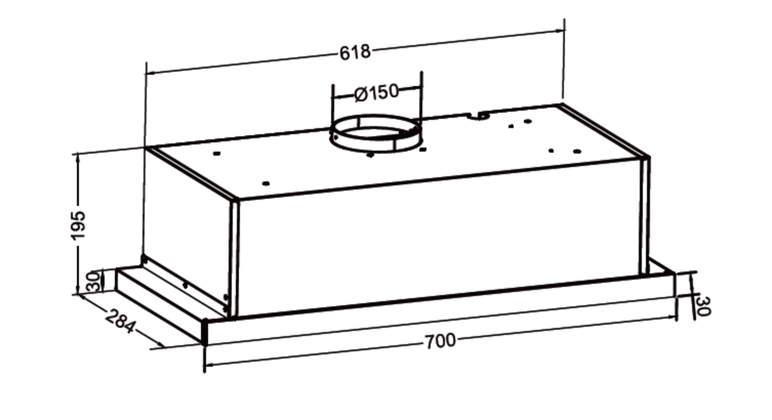 Bảng Vẽ Kích Thước Máy Hút Mùi Âm Tủ Eurosun EH-70AF83B