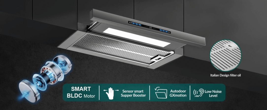 Máy Hút Mùi Âm Tủ GRANDX GX H70F75G Dễ Dàng Vệ Sinh 