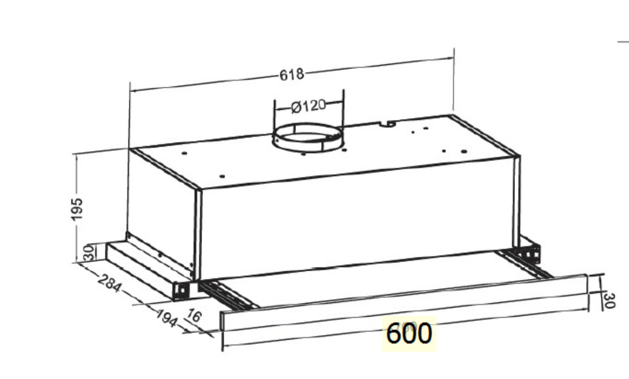 Bảng Vẽ Kích Thước Máy Hút Mùi Eurosun EH-60AF85S