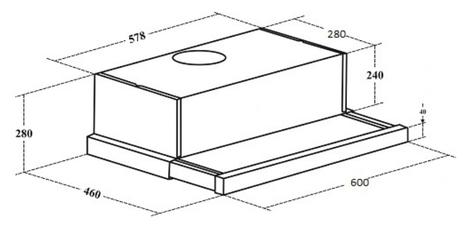 Bảng Vẽ Kích Thước Máy Hút Mùi Eurosun EH-60AF85