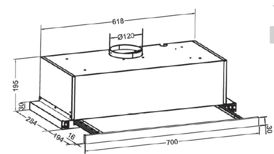 Bảng Vẽ Kích Thước Máy Hút Mùi Eurosun EH-70AF85S