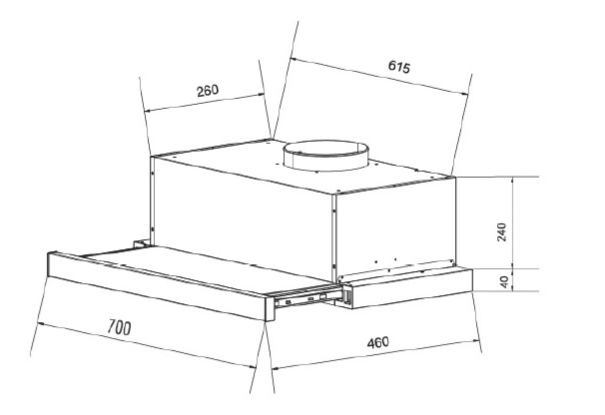 Bảng Vẽ Kích Thước Máy Hút Mùi Eurosun EH-70AF86B