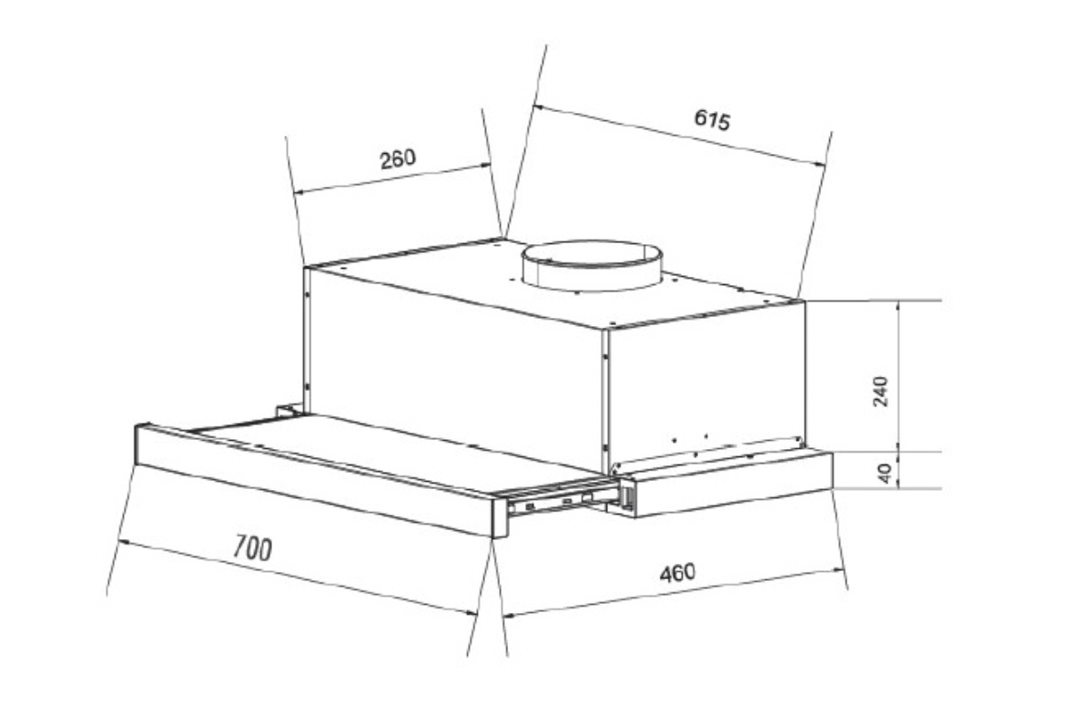 Bảng Vẽ Kích Thước Máy Hút Mùi Eurosun EH-70AF86W Trắng 