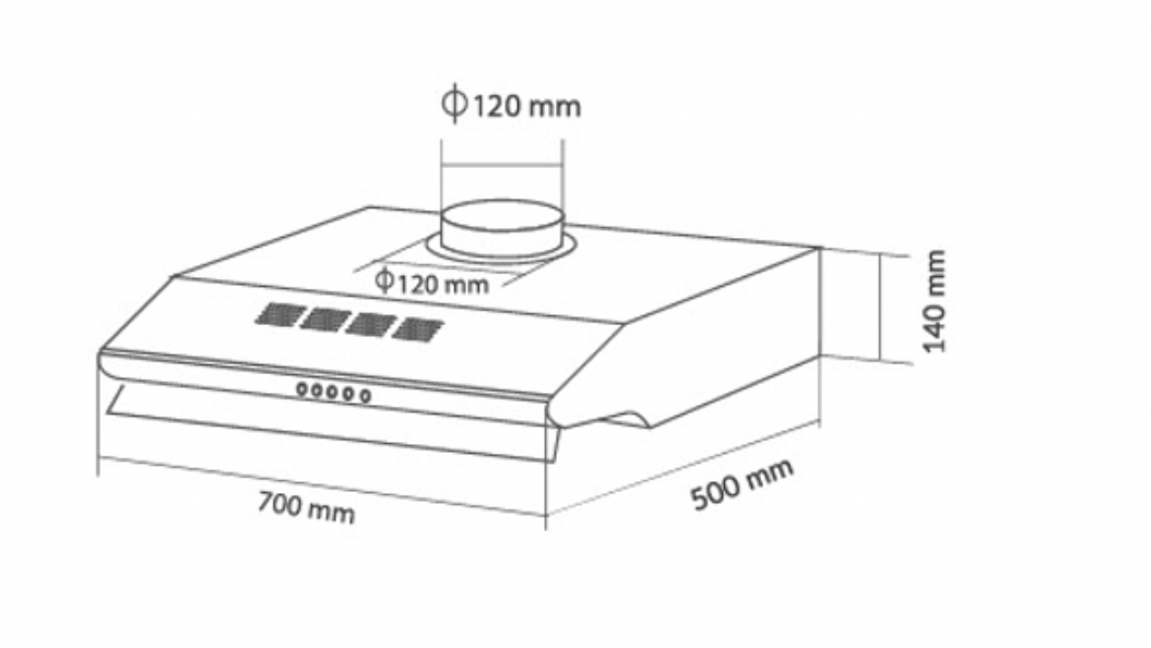 Bảng Vẽ Kích Thước Máy Hút Mùi Eurosun EH-70C18S