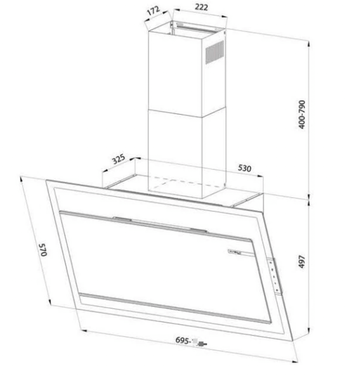 Bảng Vẽ Kích Thước Máy Hút Mùi Eurosun EH-70CN78W