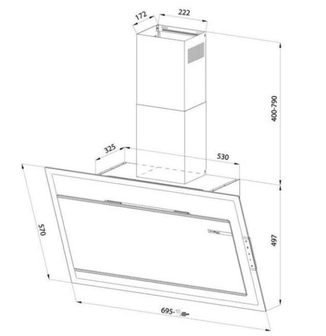 Bảng Vẽ Kích Thước Máy Hút Mùi Eurosun EH-70CN78B
