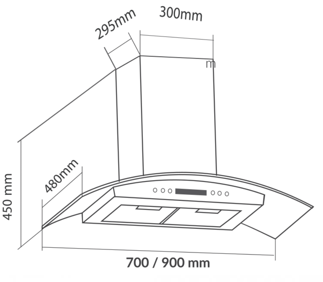 Bảng Vẽ Kích Thước Máy Hút Mùi Eurosun EH-70K08S