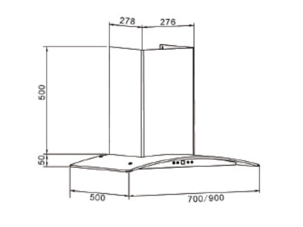 Bảng Vẽ Kích Thước Máy Hút Mùi Eurosun EH-70K27S