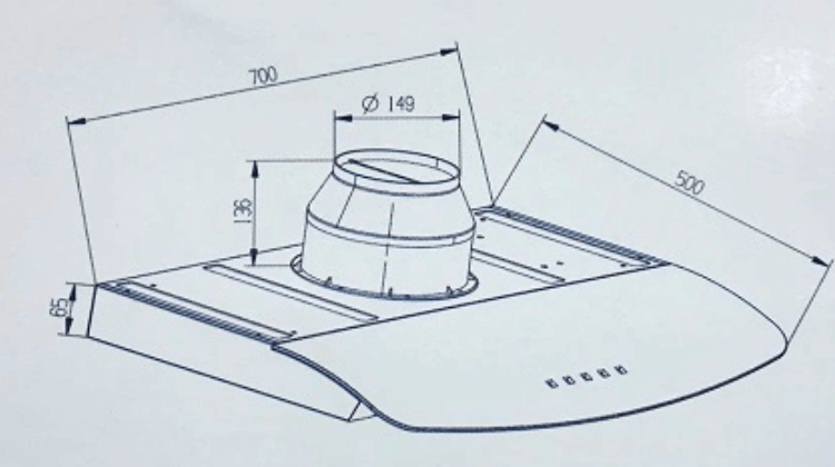 Bảng Vẽ Kích Thước Máy Hút Mùi Eurosun EH-70S29W