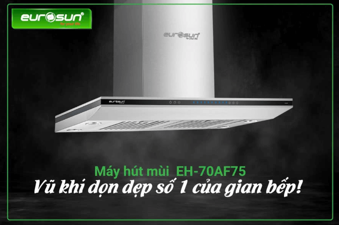 Máy hút mùi Eurosun EH-90AF75S Thiết Kế Kính Bạc Sang Trọng
