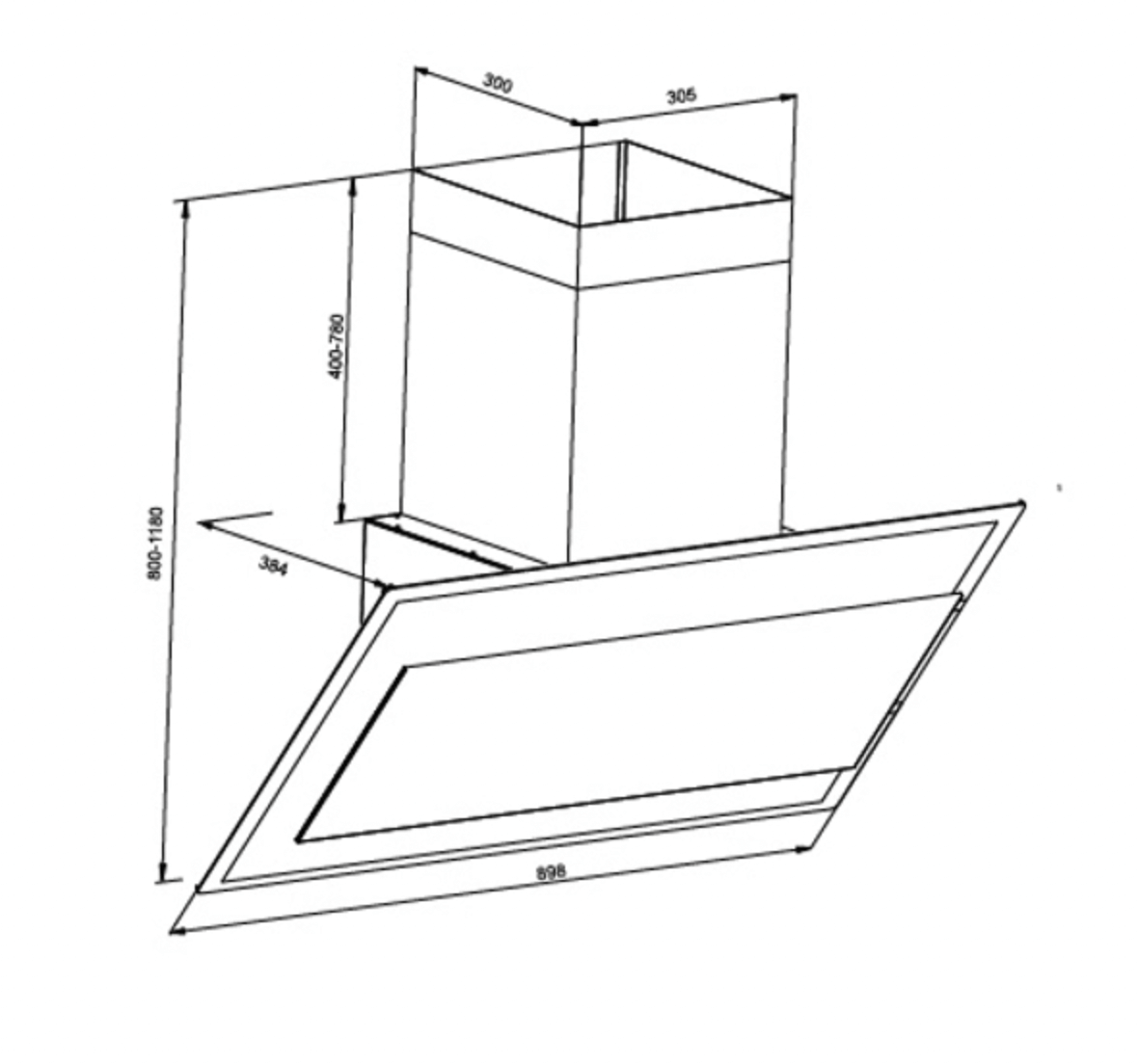 Bảng Vẽ Kích Thước Máy Hút Mùi Eurosun EH-90CN72 