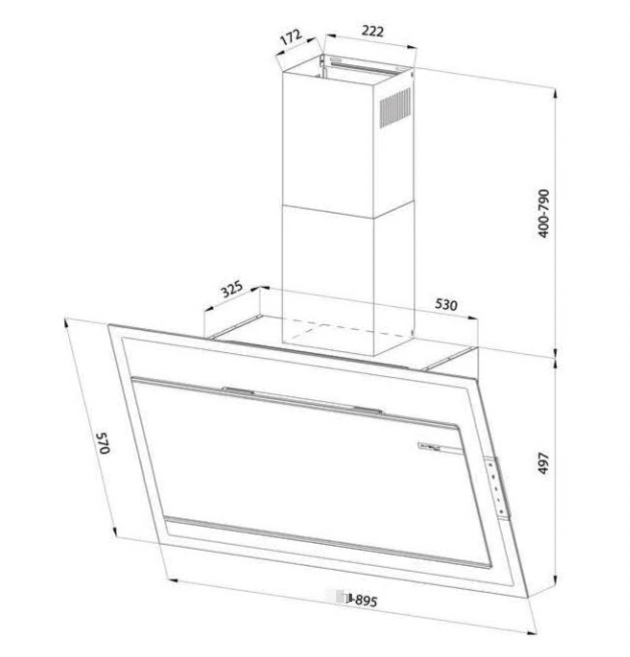Bảng Vẽ Kích Thước Máy Hút Mùi Eurosun EH-90CN78B