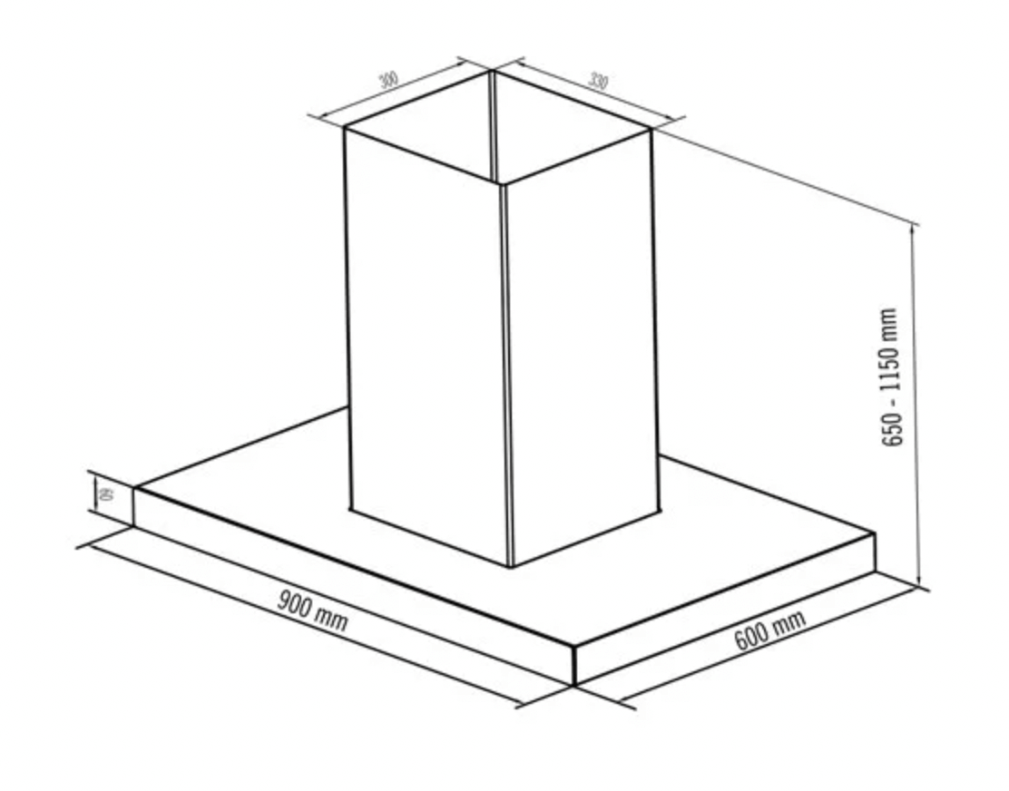 Bảng Vẽ Kích Thước Máy Hút Mùi Eurosun EH-90IL91 