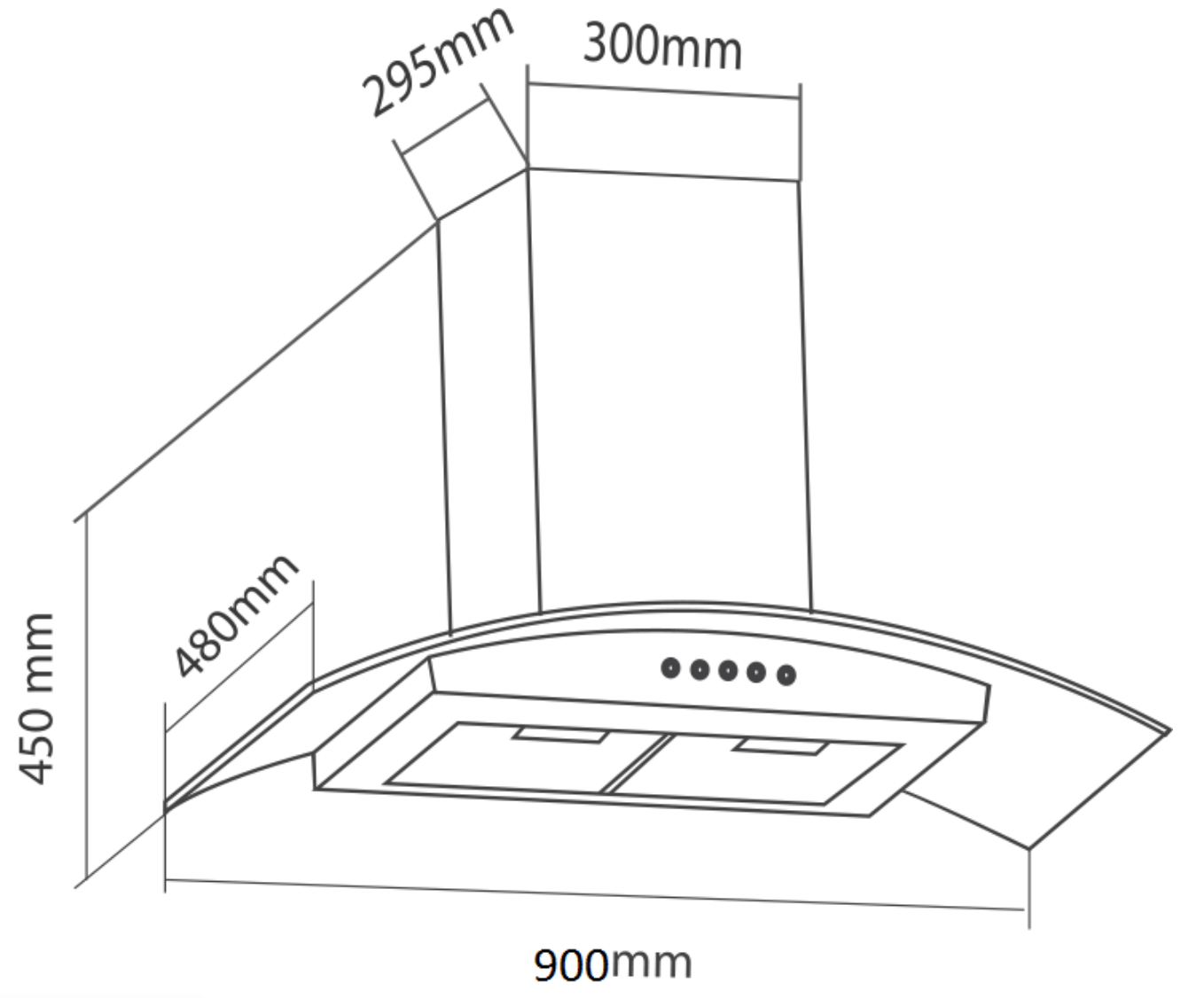 Bảng Vẽ Kích Thước Máy Hút Mùi Eurosun EH-90K10
