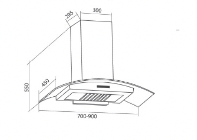 Bảng Vẽ Kích Thước Máy Hút Mùi Eurosun EH-90K25