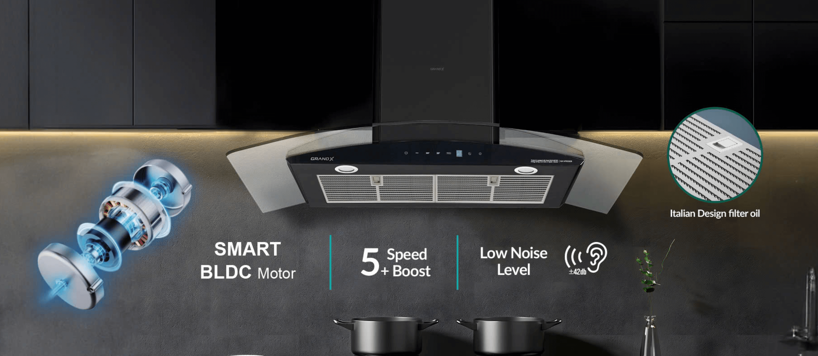 Máy Hút Mùi Kính Cong GRANDX GX H70C62B Giá Rẻ Tại Smartkitchen