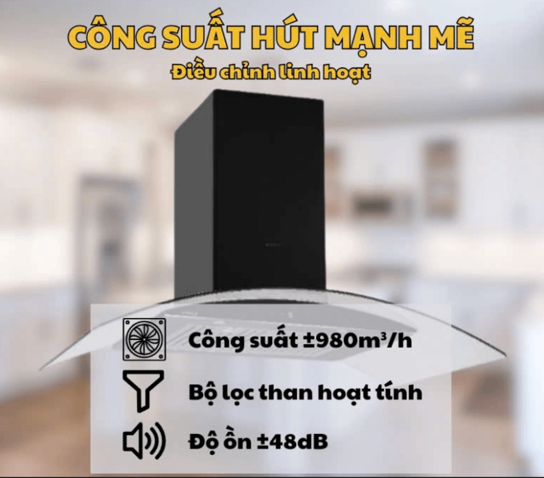 Máy Hút Mùi Kính Cong GrandX GX H70C55B Hiệu Năng Mạnh Mẽ Đáng Tin Cậy