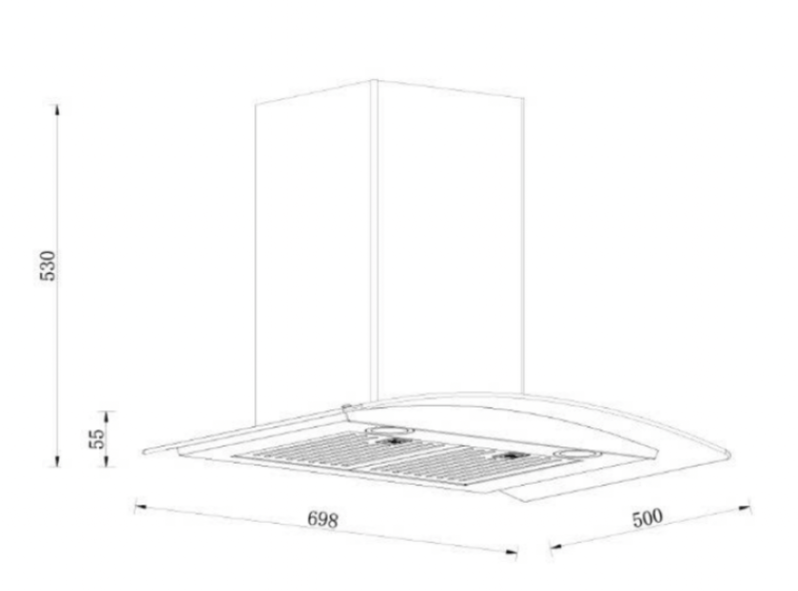 Máy hút mùi kính cong GrandX GX H70C55B Với Động Cơ AC 170W Tiết Kiệm Năng Lượng Đạt Chuẩn European