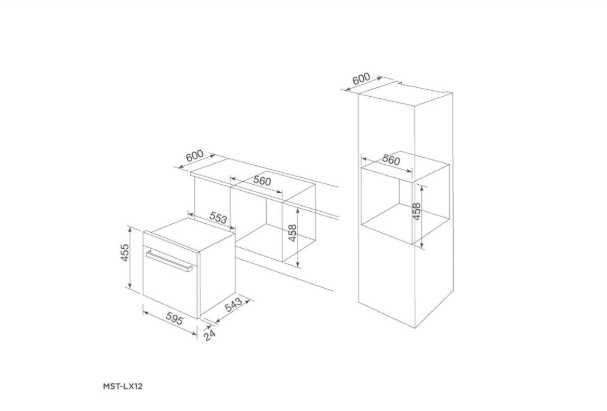 Thông số kỹ thuật Lò hấp kết hợp nướng 45L Malloca MST-LX12