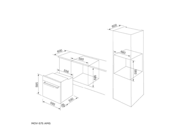 Thông số kỹ thuật Lò nướng âm tủ 57L Malloca MOV-575 AMG