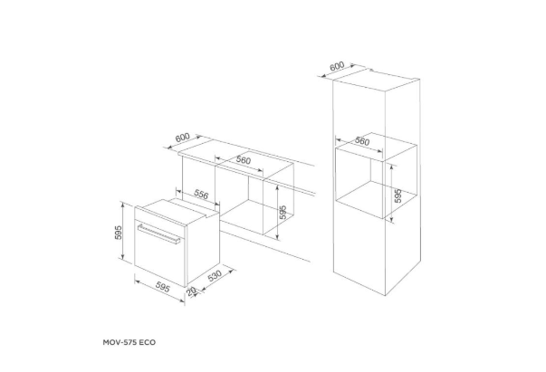 Thông số kỹ thuật Lò nướng âm tủ 57L Malloca MOV-575 ECO
