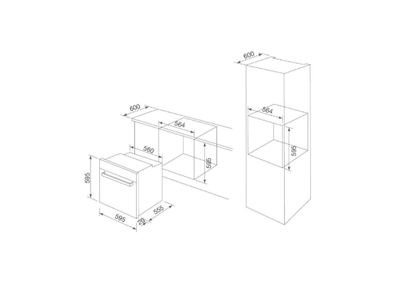Bảng vẽ mô phỏng Lò nướng âm tủ Malloca MOV-656 ECO