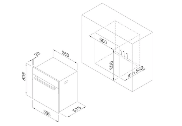 Bảng vẽ mô phỏng Lò nướng âm tủ Malloca MOV-659TC 