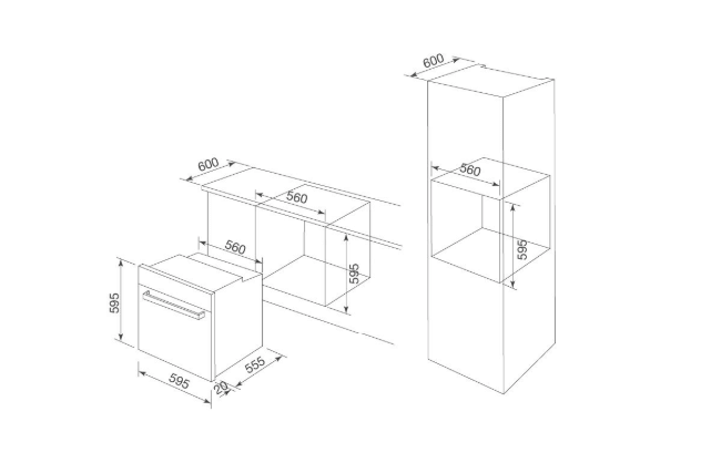Bảng mô phỏng thông số kỹ thuật của Lò nướng đa năng 75L Malloca MSO-A75TFT lắp âm