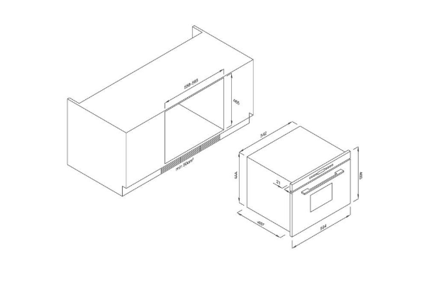 Bảng kích thước của Lò vi sóng Malloca MW35 – IX03 