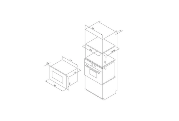 Bảng vẽ mô phỏng kích thước Lò vi sóng Malloca MW-34YA 