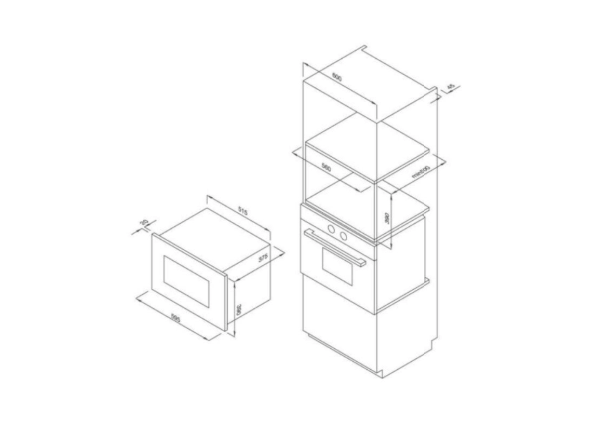 Bảng vẽ kích thước Lò vi sóng Malloca MW-927S 