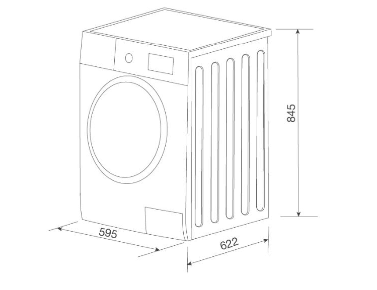 Bảng vẽ kích thước Máy giặt kết hợp sấy Malloca MWD-FC100