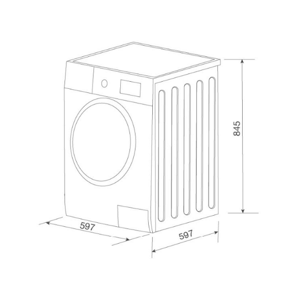 Bảng vẽ kích thước Máy giặt quần áo Malloca MWM-T1510BL