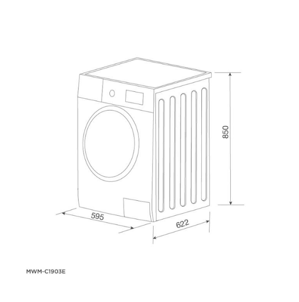 Bảng vẽ kích thước Máy giặt sấy Malloca MWM-C1903E 