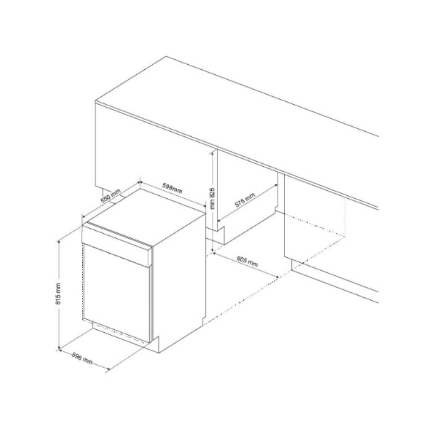 Bảng vẽ kích thước Máy rửa bát Malloca WQP12-J7713FB âm tủ