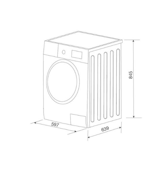 Bảng vẽ kích thước Máy sấy quần áo Malloca MTD-T1510HP