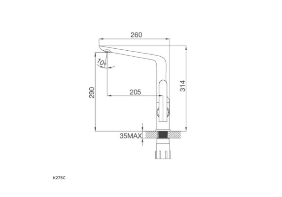 Thông số kỹ thuật Vòi rửa bát nóng lạnh Malloca K275C